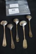 Five Hallmarked Silver Mustard Spoons