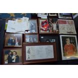 Collection of Framed Manchester United Photographs and Ephemera
