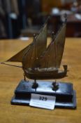 Hallmarked Silver Model Ship on Stand