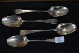 Four Old English Pattern Silver Tablespoons - London 1786