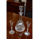 Cut Glass Decanter and a Pair of Liqueur Glasses