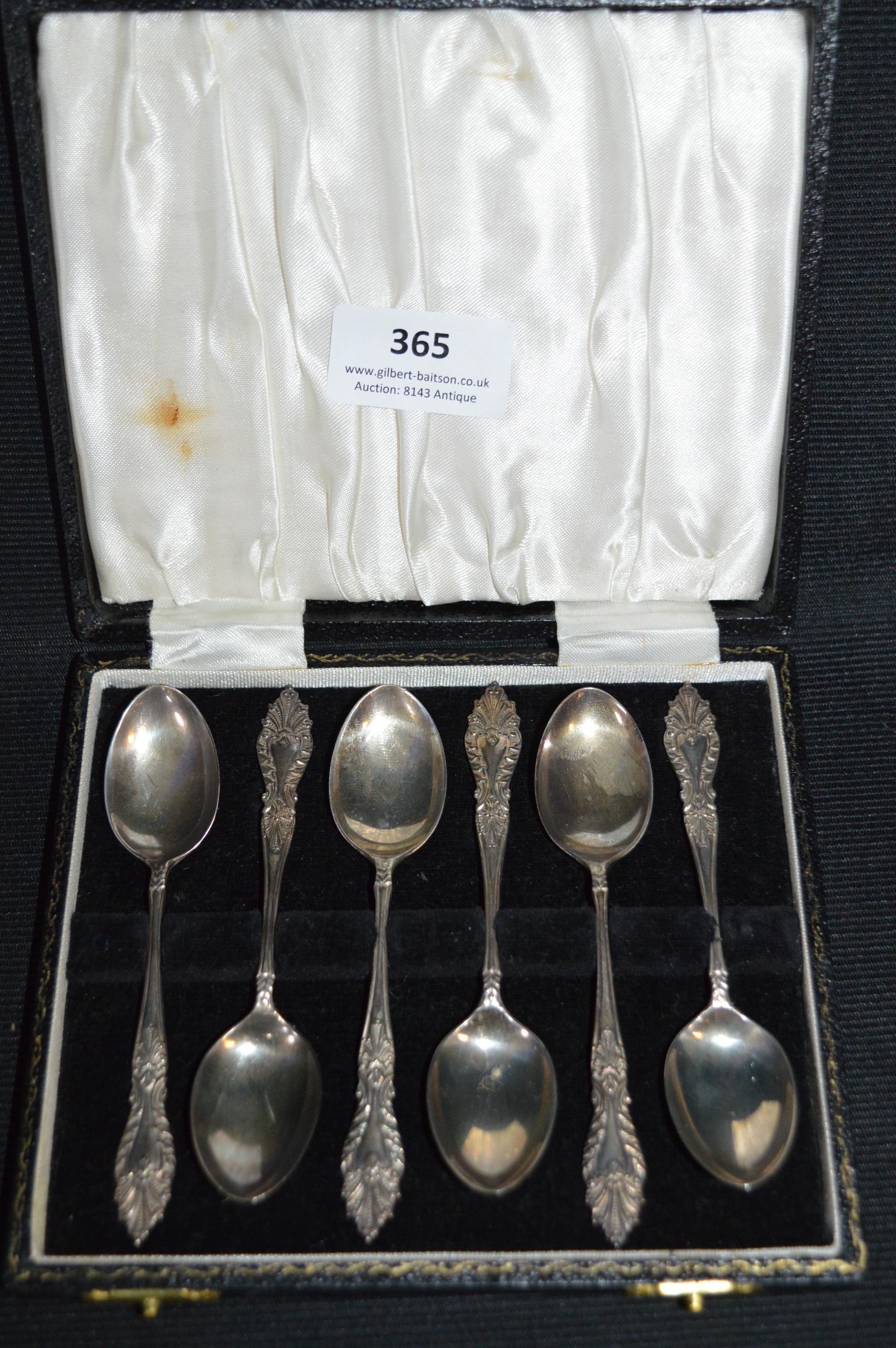 Cased Set of Six Silver Teaspoons