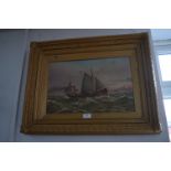 Ornate Gilt Framed Painting - Steam Vessel at Sea