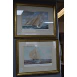 Two Signed Framed Prints of Racing Yachts
