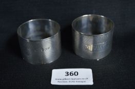 Two Silver Napkin Rings - Birmingham 1939, ~63g total