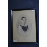Victorian Watercolour - Portrait of a Young Lady