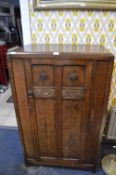 1930's Arts & Crafts Style Carved Oak Cupboard