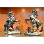 Pair of Painted Spelter Figures with Wild Stallions