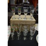 Set of Six Cherry B Glasses and Six Ambersine Glasses