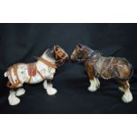 Pair of Pottery Shire Horses