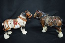 Pair of Pottery Shire Horses