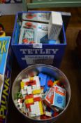 Two Tins of VIntage Lego INcluding Boxed Motor and Rail Track, etc.