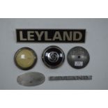 Six Leyland Bus Plaques Including Steering Wheel Caps