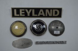 Six Leyland Bus Plaques Including Steering Wheel Caps