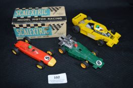 Three Scalextric Model Motor Racing Cars