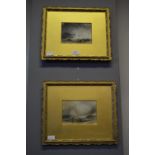 Pair of Gilt Framed Watercolour Seascapes by J. N. Carter of Scarborough 1876