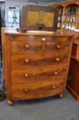 Victorian Mahogany Bow Front Chest with Flame Veneer Front