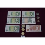 Older British Banknotes; 10 Shillings, etc. plus Commemorative UK Coinage