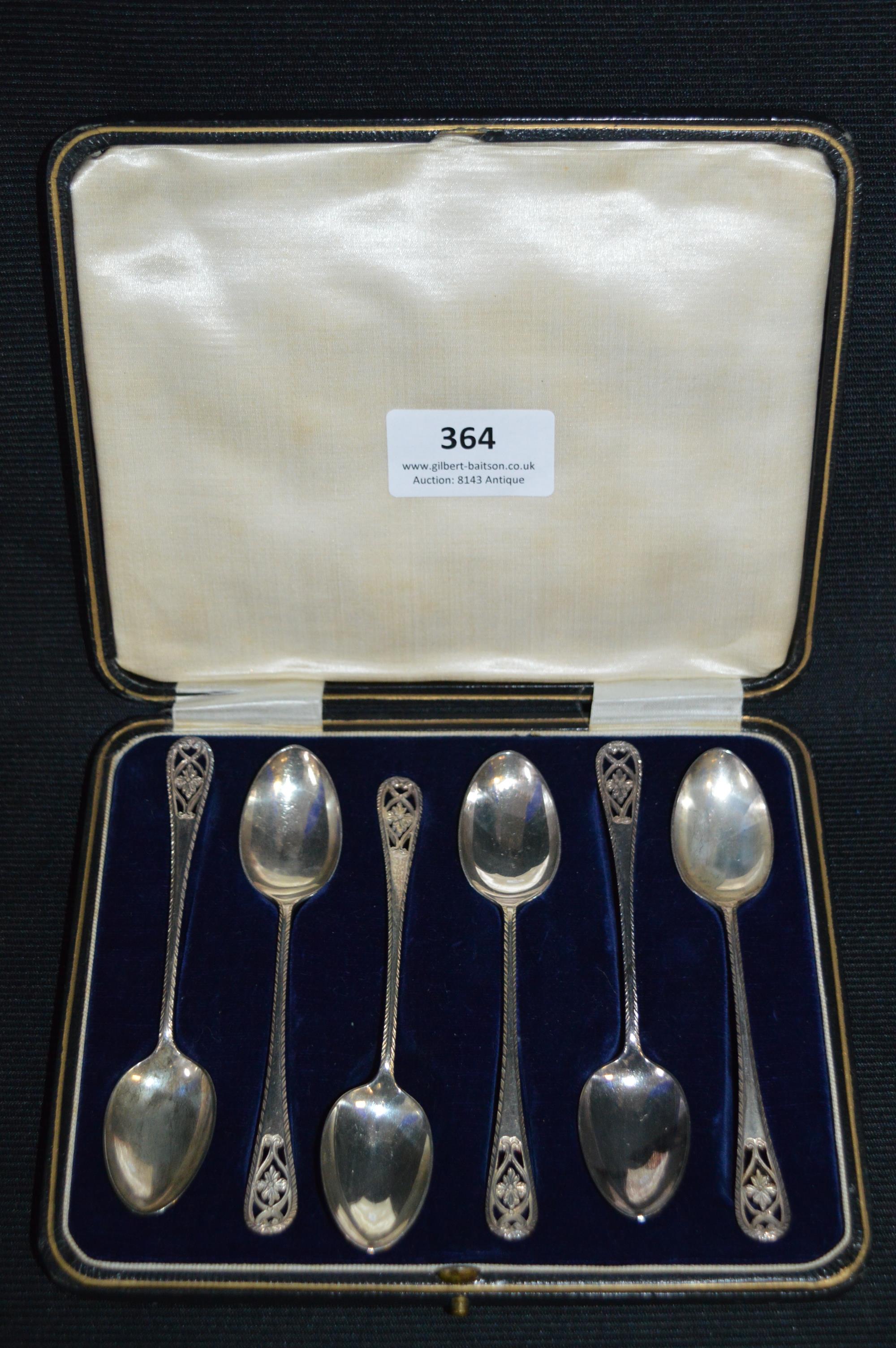 Cased Set of Six Silver Teaspoons