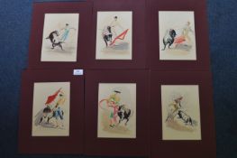 Six Original Watercolours of Bullfighters by Mymalvski