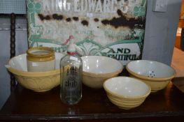 Earthenware Mixing Bowls and Drainer etc.