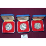 Three Royal Mint Silver Proof Cased Crowns