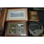 Framed Vintage Postcard of South Cave, Signed Country Print, Mirrors, etc.