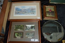Framed Vintage Postcard of South Cave, Signed Country Print, Mirrors, etc.