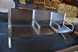 Three Seat Aluminium & Wood Retro Style Bench