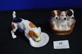 Royal Doulton Figurines - Three Dogs in a Basket and a Dog & Saucer
