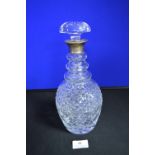 Cut Glass Decanter with Silver Mount