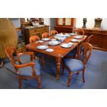 Waring & Gillow Modern Mahogany Dining Table with Eight Blue Scallop Shell Upholstered Chairs