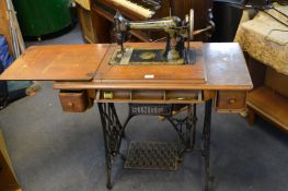 Singer Treadle Sewing Machine - Egyptian Pattern on Original Base plus Accessories