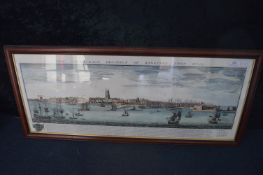 Hand Coloured Print - The South East Prospect of Kingston-upon-Hull