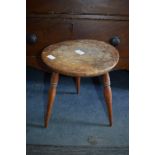 Small Turned Beech Two Legged Stool