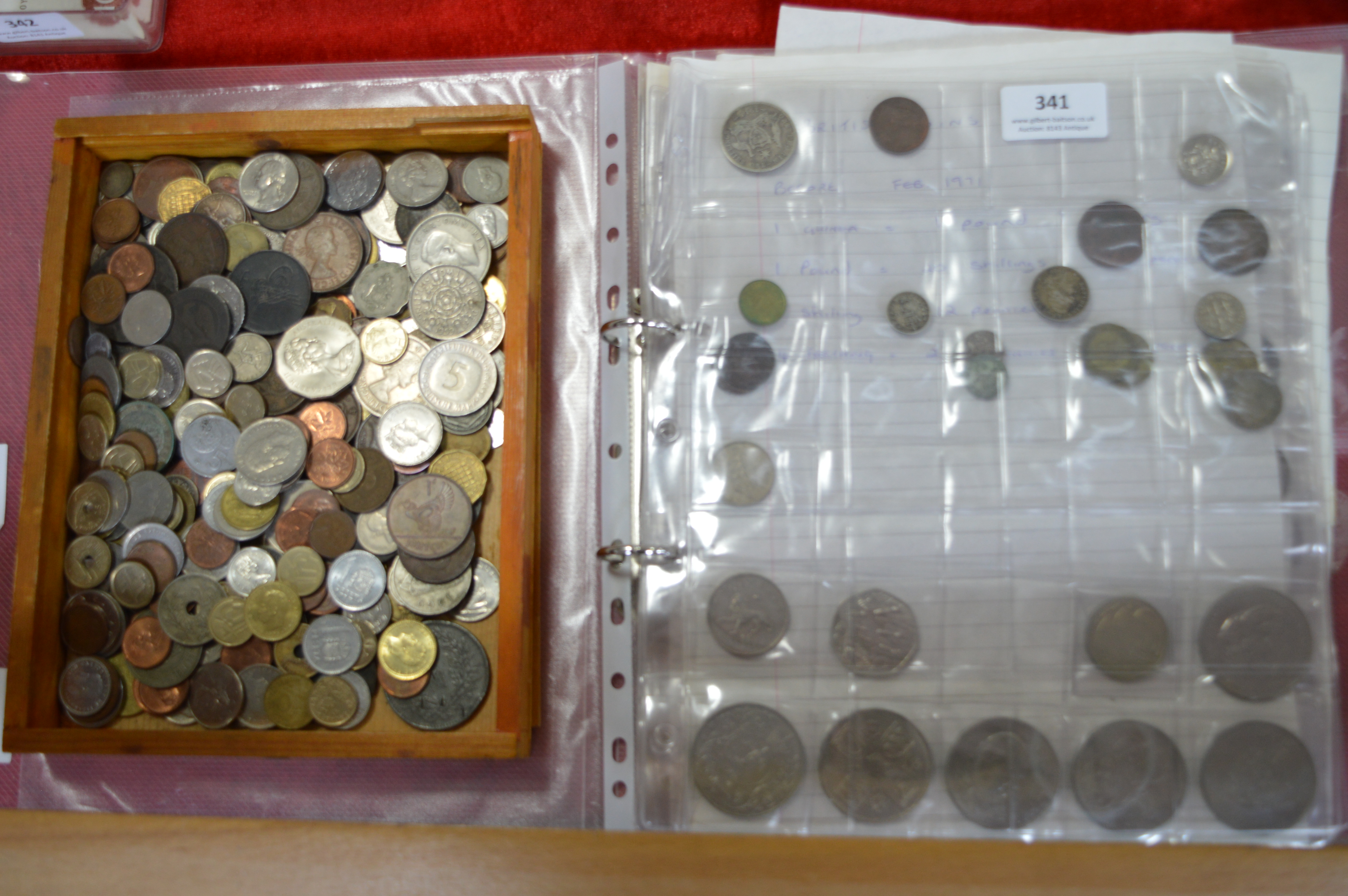 Coin Collection in Album plus Box of Assorted Coinage