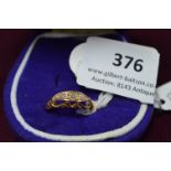 18ct Gold Ring with Five Diamonds - Hallmarked Birmingham, ~2.6g gross
