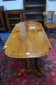 Victorian Rosewood Table with Barley Twist Supports and Stretcher