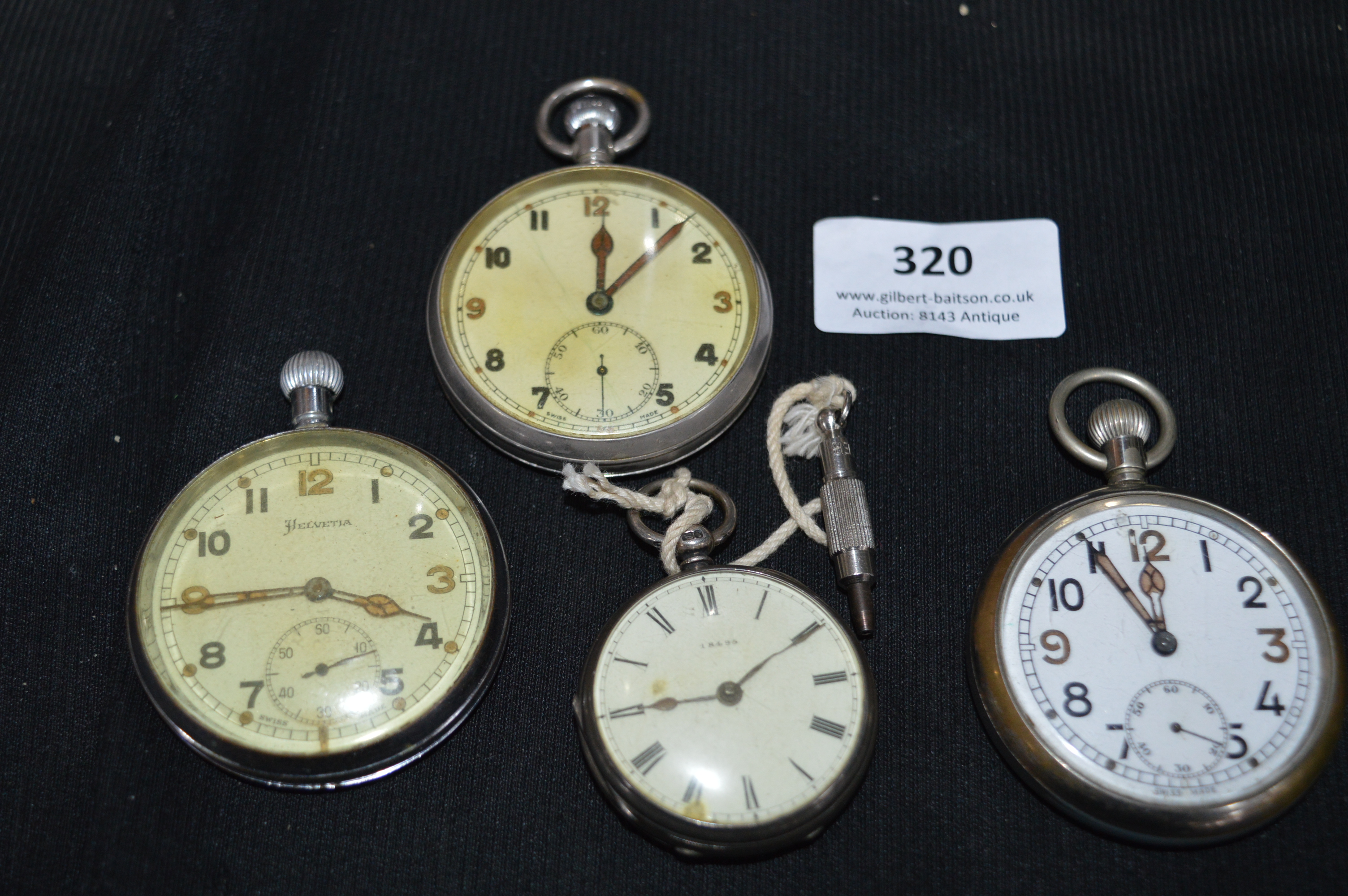 Four Pocket Watches Including Hallmarked Silver Fusee with Key