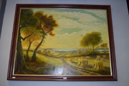 Framed Oil on Canvas - Artis View of Hull from the Yorkshire Wolds Signed B. Kendal