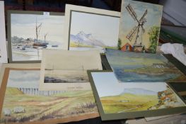 Landscape and Seascape Watercolours by Frank Simpson, etc.