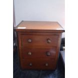 Mahogany Three Drawer Miniature Chest