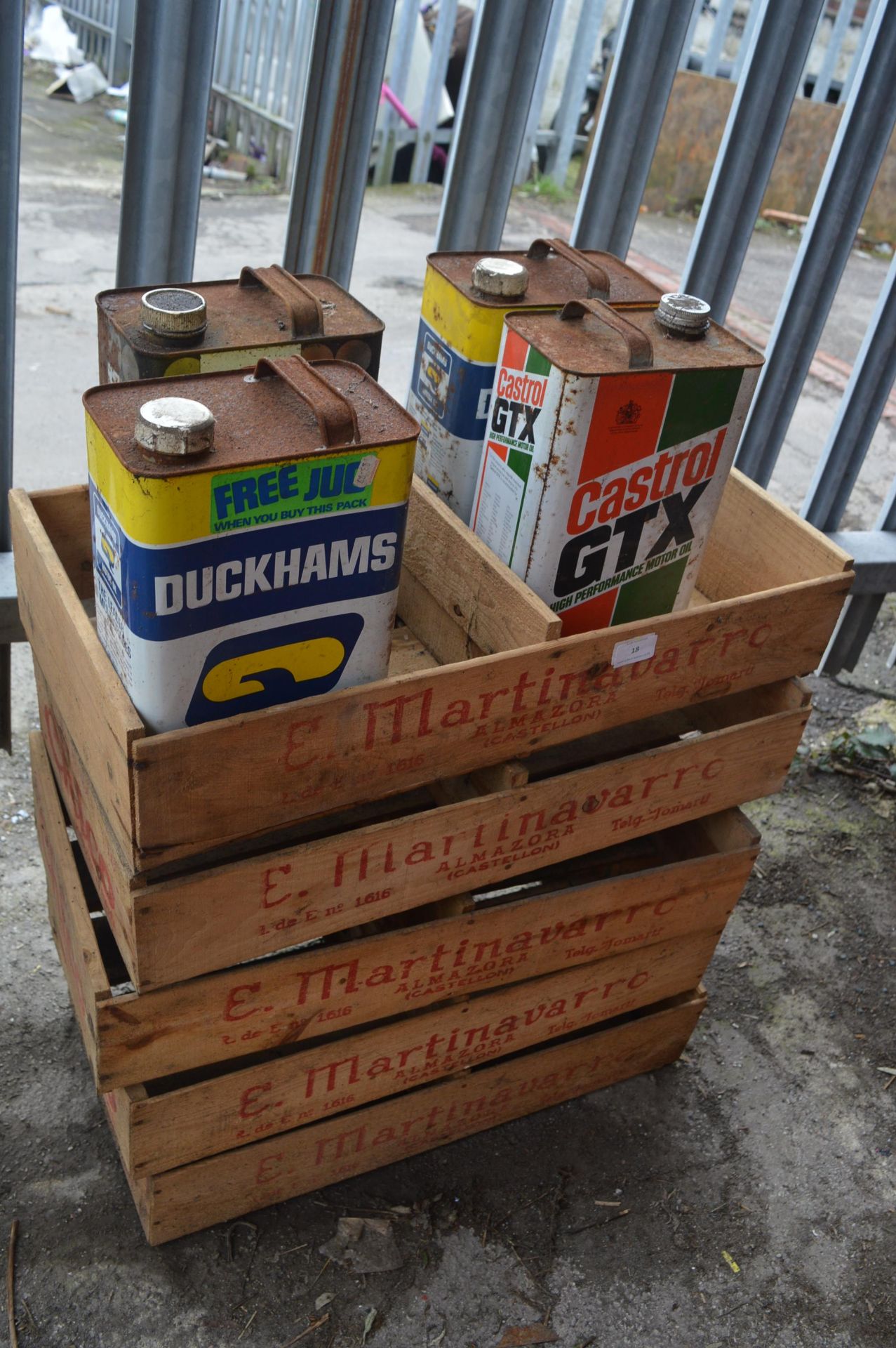 Five Vintage Wooden Fruit Crates and Four Vintage