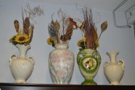 Four Decorative Vases with Dried Flower Arrangemen
