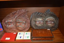 Two Leather Eastern Wall Masks etc.