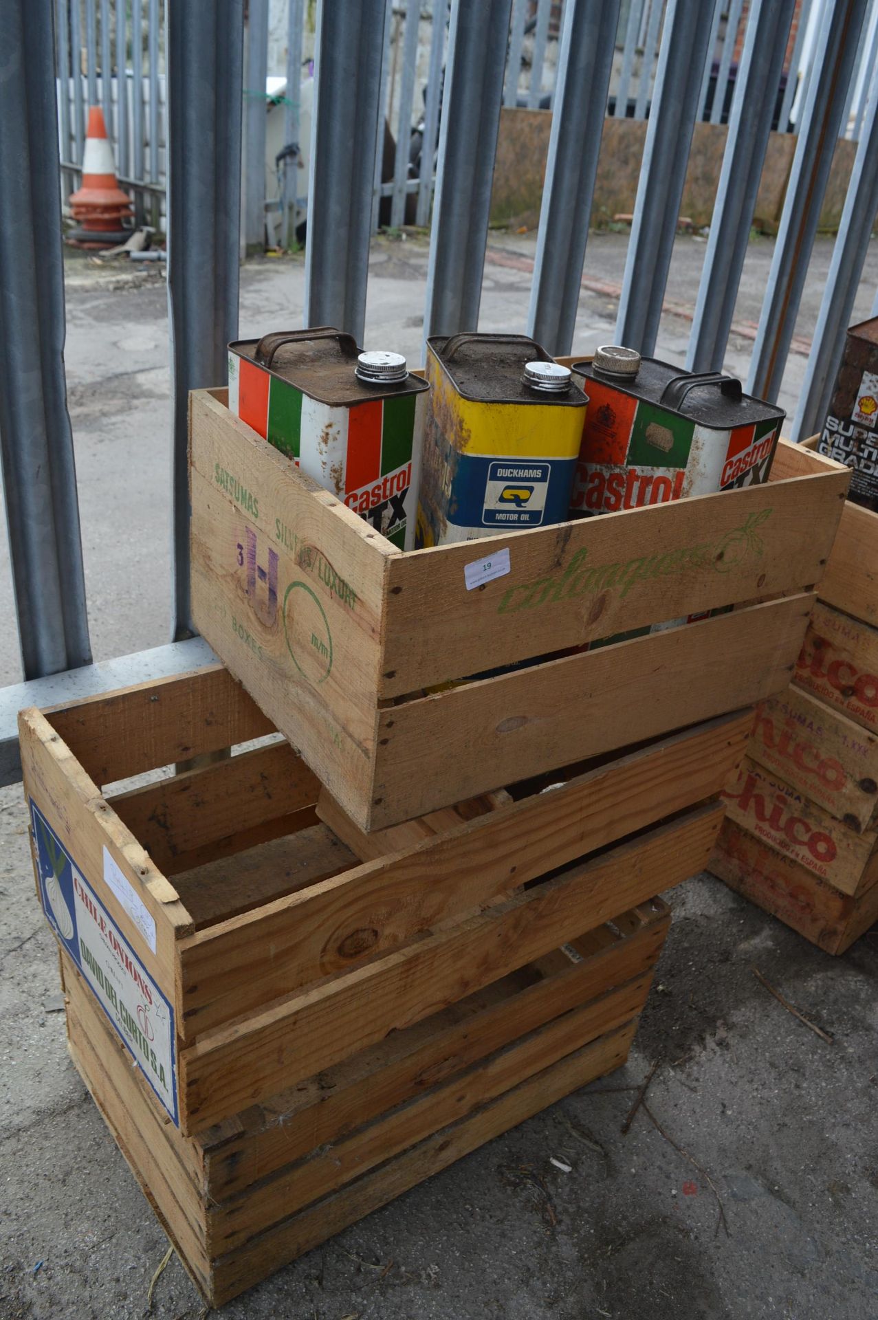 Three Vintage Wooden Fruit Crates and Three Vintag