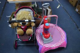 Child's Pram, Soft Toy and a Mini Trampoline