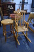 Childs Rocking Chair and a Small Stool