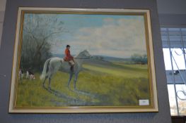 Framed Oil on Board by P. Dobbs - Serving the Hunt