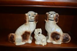 Three Pottery Spaniels